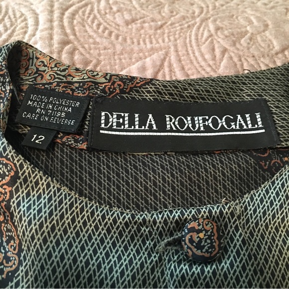 Vintage* (90’s) Della Roufogali blouse with matching scarf size 12 - Picture 5 of 12